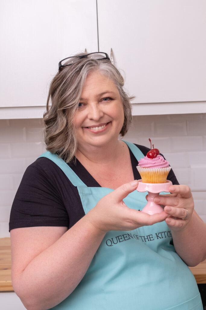 Julie with a cupcake